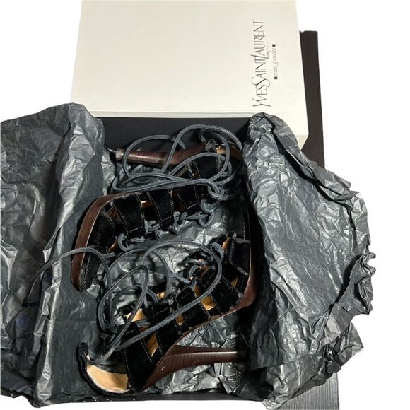 YSL Tom Ford Gladiators Heels Velvet Iconic Lace - Picture 14 of 15